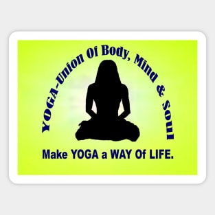 Make YOGA - A Way Of Life - Yellow Wall Art. Magnet